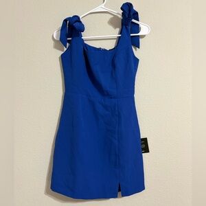 Lulu's Blue Mini Dress with Tie Straps